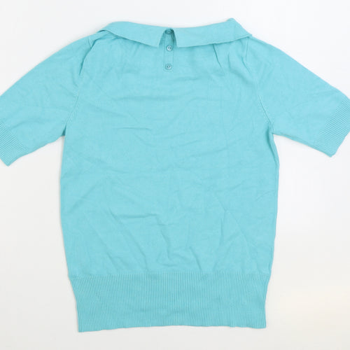 M&Co. Womens Blue Roll Neck Viscose Pullover Jumper Size 12