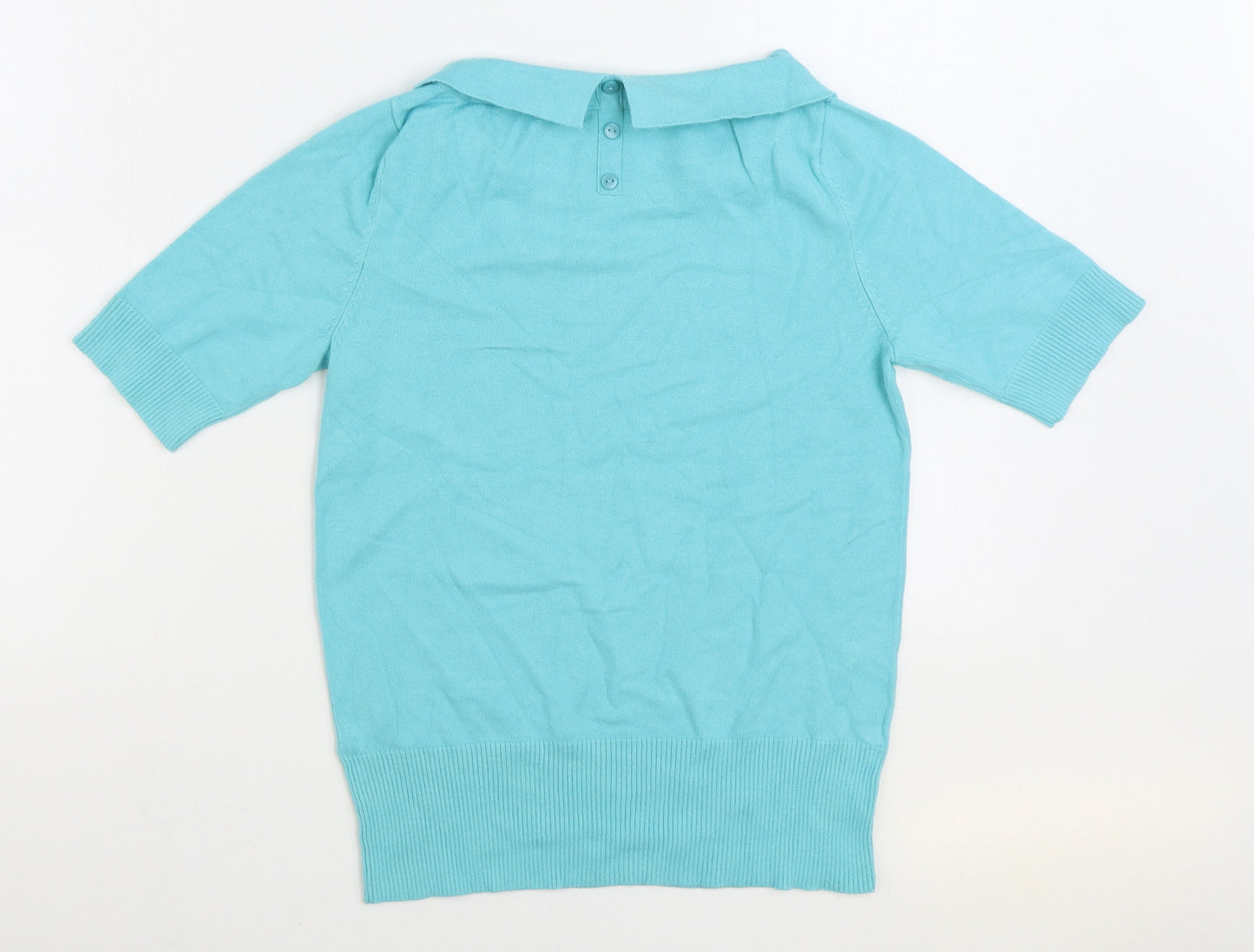 M&Co. Womens Blue Roll Neck Viscose Pullover Jumper Size 12