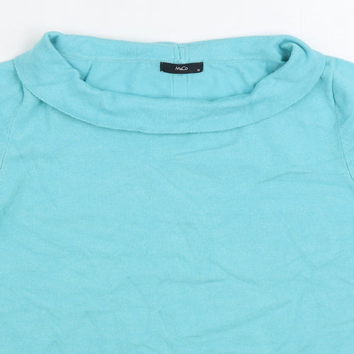 M&Co. Womens Blue Roll Neck Viscose Pullover Jumper Size 12
