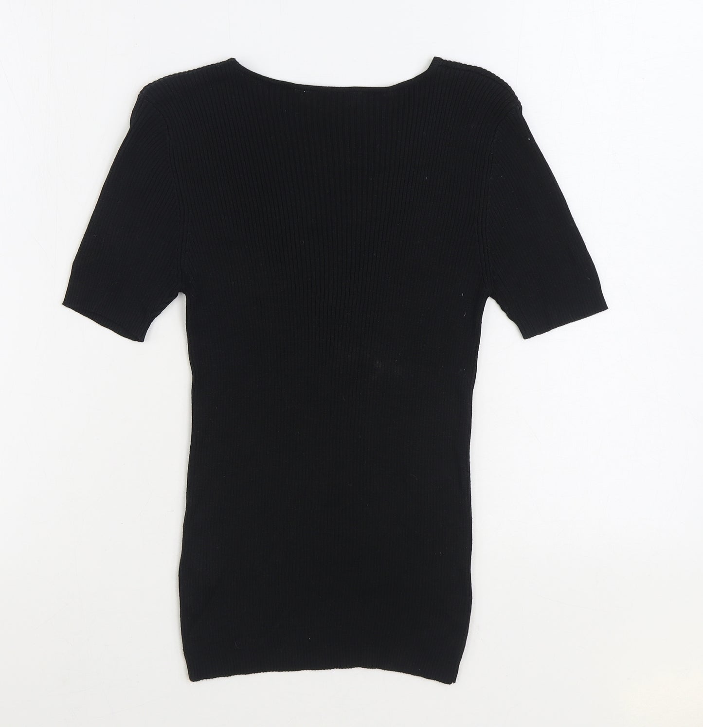 Marks and Spencer Womens Black Boat Neck Silk Pullover Jumper Size 10