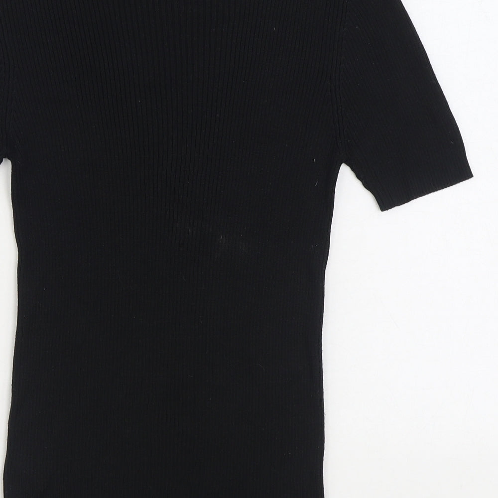 Marks and Spencer Womens Black Boat Neck Silk Pullover Jumper Size 10