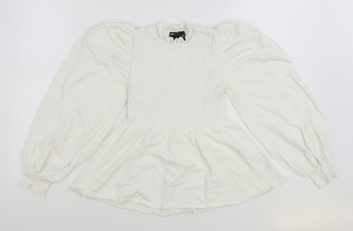 ASOS Womens White Viscose Pullover Sweatshirt Size 8 Pullover - Shirred