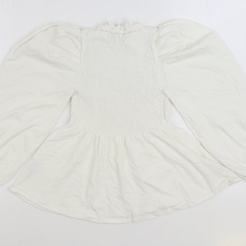 ASOS Womens White Viscose Pullover Sweatshirt Size 8 Pullover - Shirred