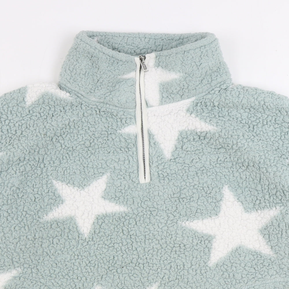 F&F Womens Blue Geometric Jacket Size M Zip - Stars