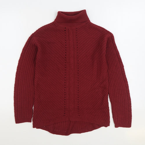 Select Womens Red Roll Neck Acrylic Pullover Jumper Size S