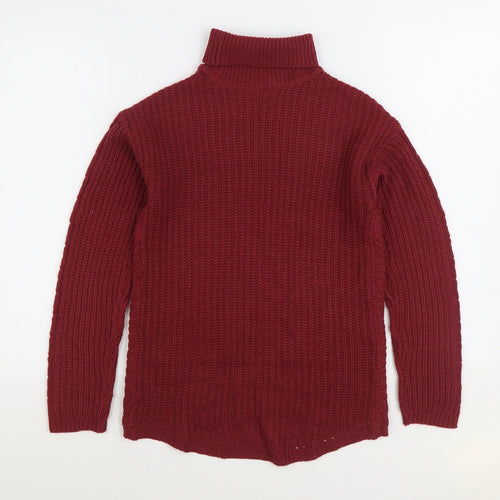 Select Womens Red Roll Neck Acrylic Pullover Jumper Size S