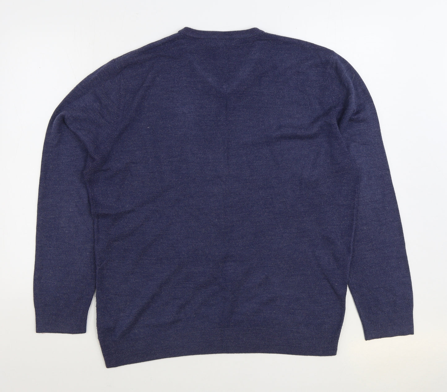 Tomas Nash Womens Blue V-Neck Acrylic Pullover Jumper Size L