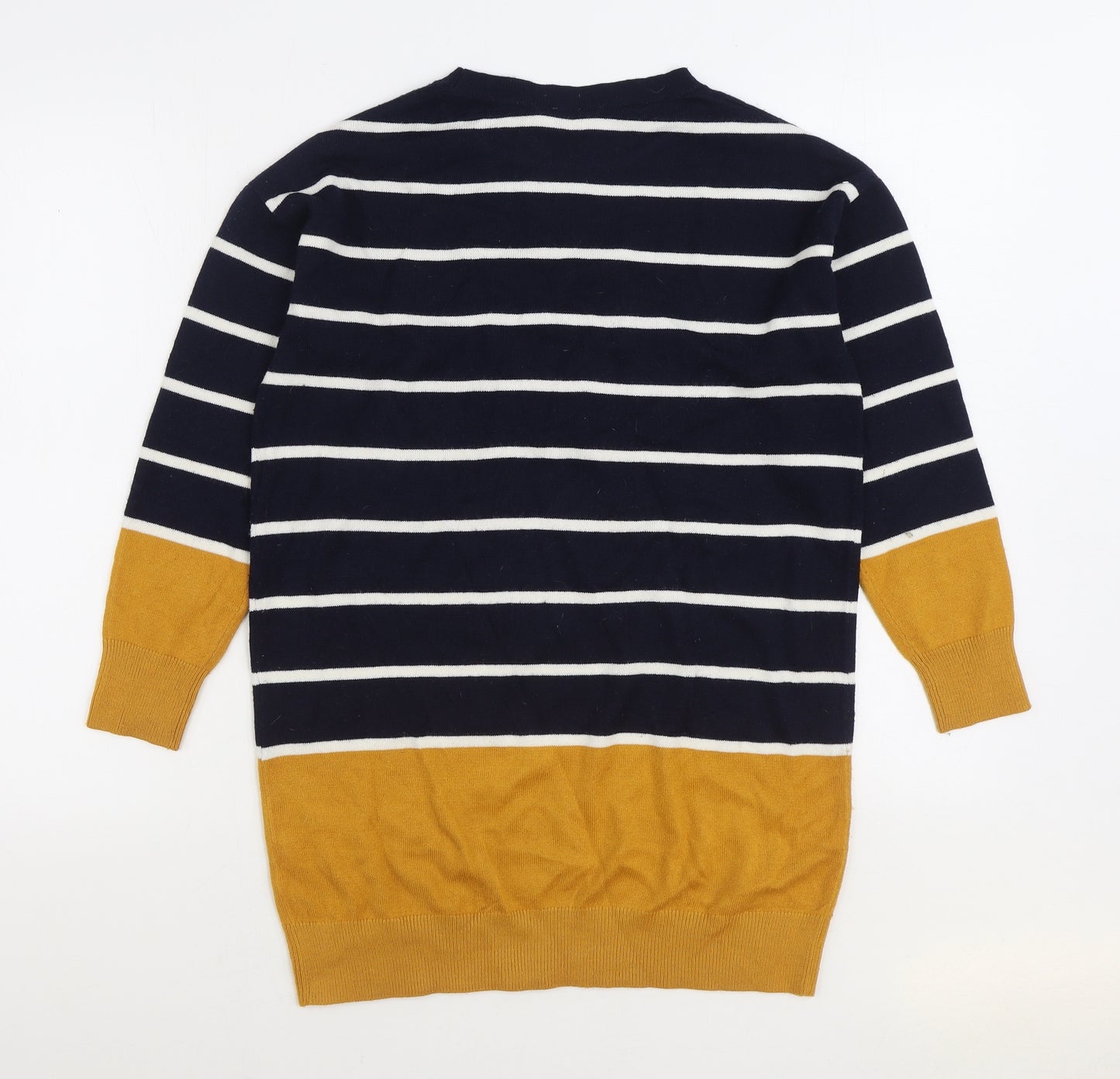 TU Womens Blue Round Neck Striped Acrylic Pullover Jumper Size 6 - Heart