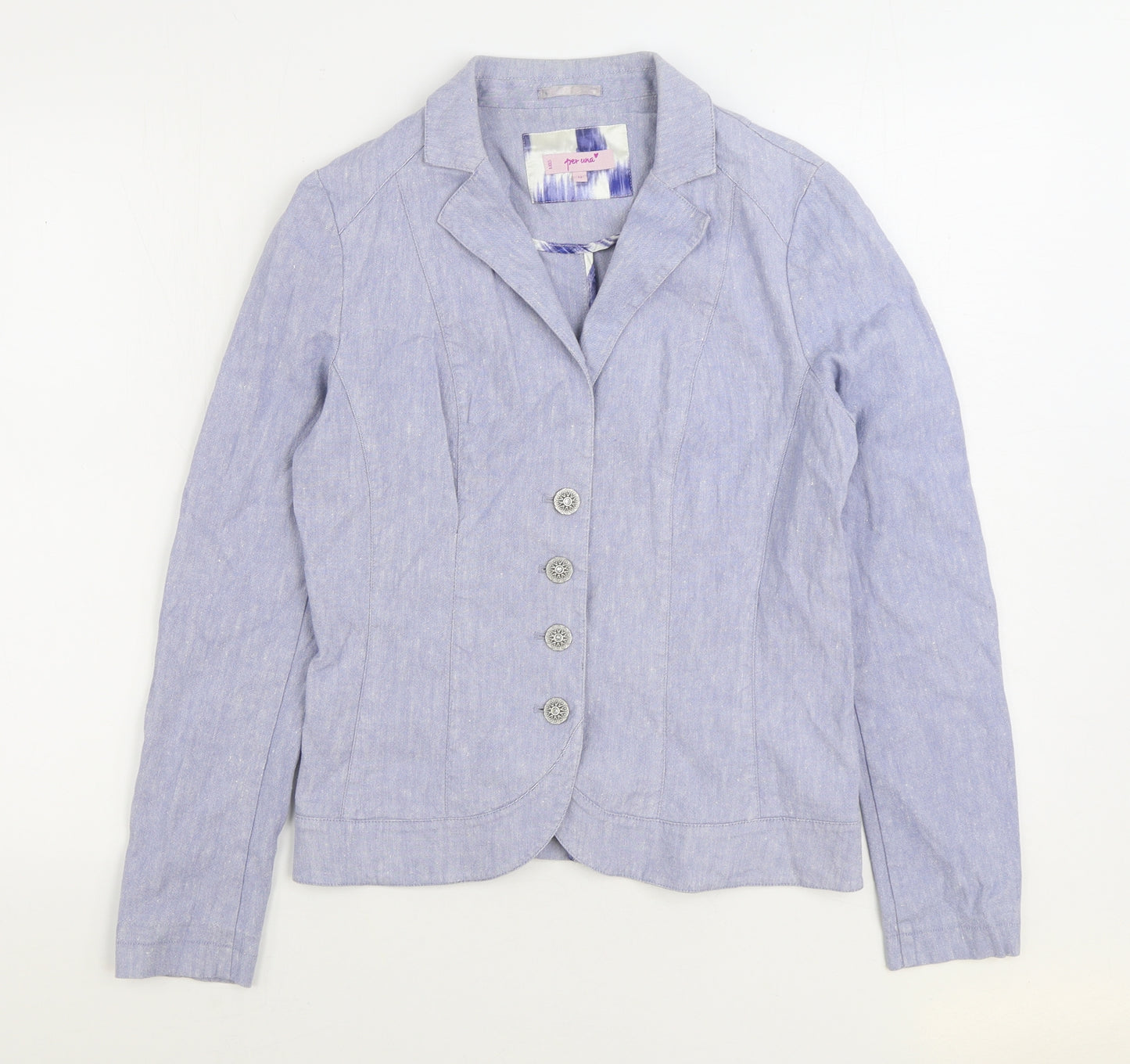 Per Una Womens Blue Jacket Blazer Size 12 Button
