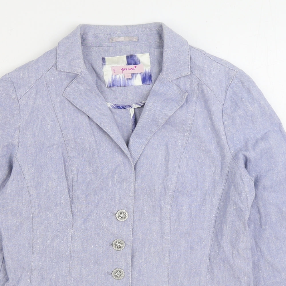 Per Una Womens Blue Jacket Blazer Size 12 Button