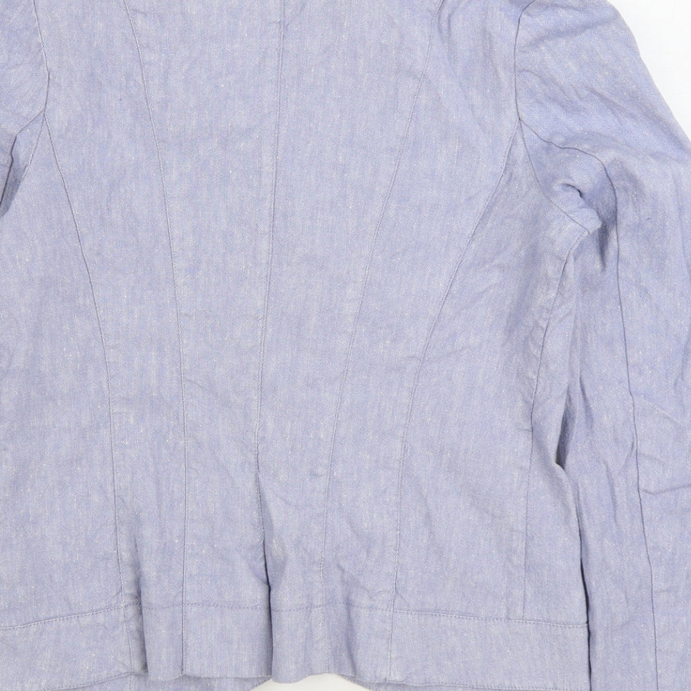 Per Una Womens Blue Jacket Blazer Size 12 Button