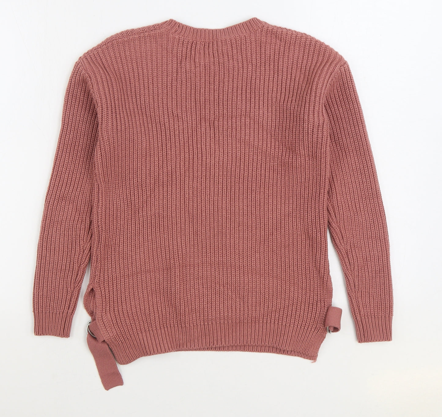 New Look Womens Pink Round Neck Acrylic Pullover Jumper Size 6