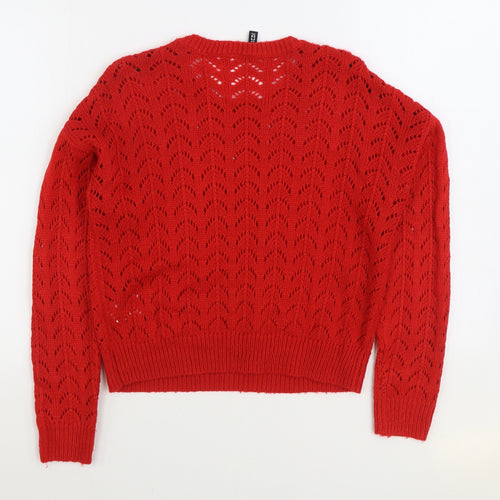 Divided by H&M Womens Red Round Neck Acrylic Pullover Jumper Size XS