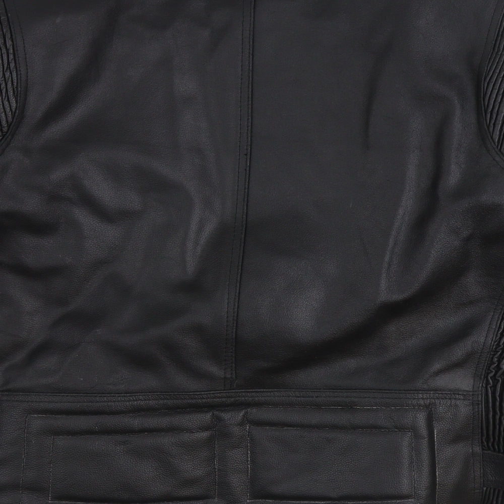 RK Sports Mens Black Biker Jacket Size XL Zip - Faux Leather Motorbike