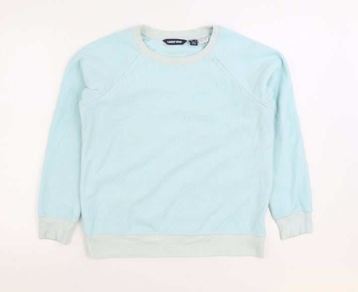 Lands End Womens Blue Polyester Pullover Sweatshirt Size S Pullover