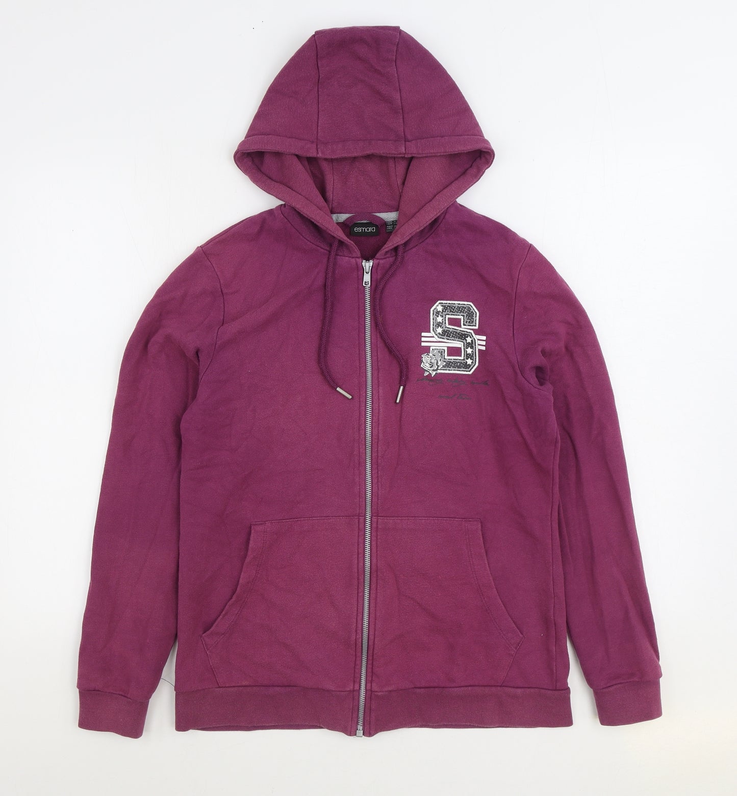ESMARA Womens Purple Cotton Full Zip Hoodie Size S Zip