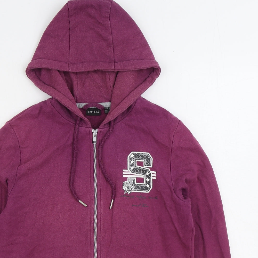 ESMARA Womens Purple Cotton Full Zip Hoodie Size S Zip