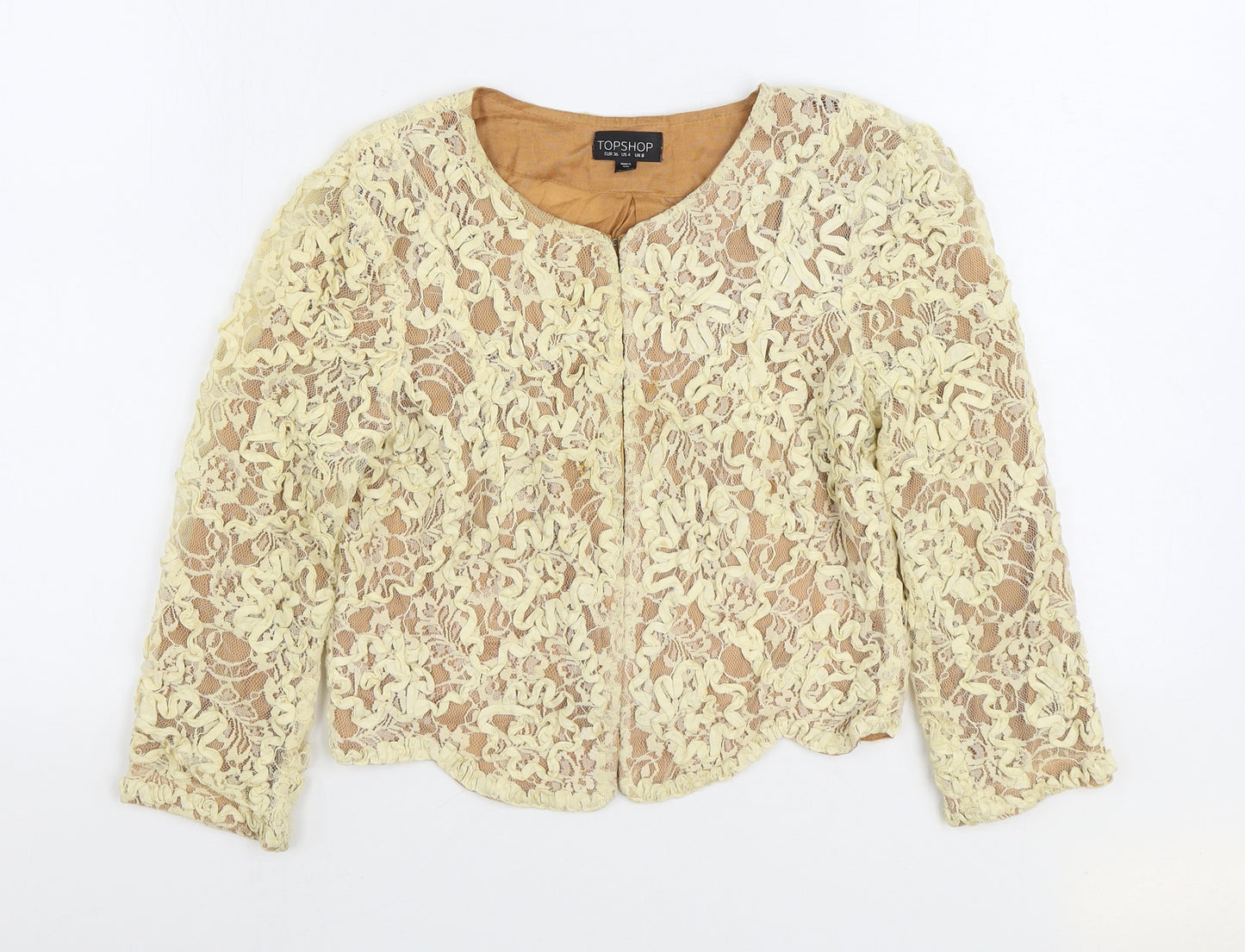 Topshop Womens Ivory Jacket Blazer Size 8 Hook & Eye