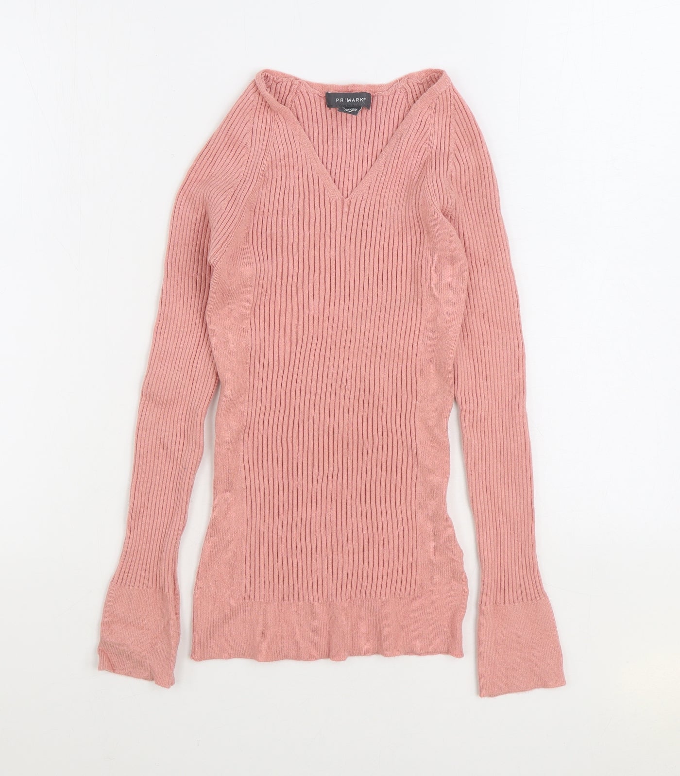 Primark Womens Pink V-Neck Viscose Pullover Jumper Size 12