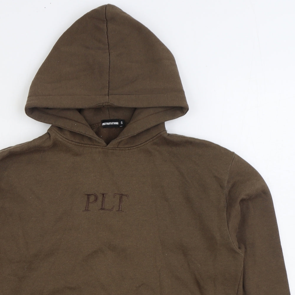 PRETTY LITTLE THING Womens Brown Cotton Pullover Hoodie Size S Pullover