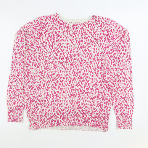 Preworn Womens Pink Round Neck Geometric Polyester Pullover Jumper Size M - Dalmatian print