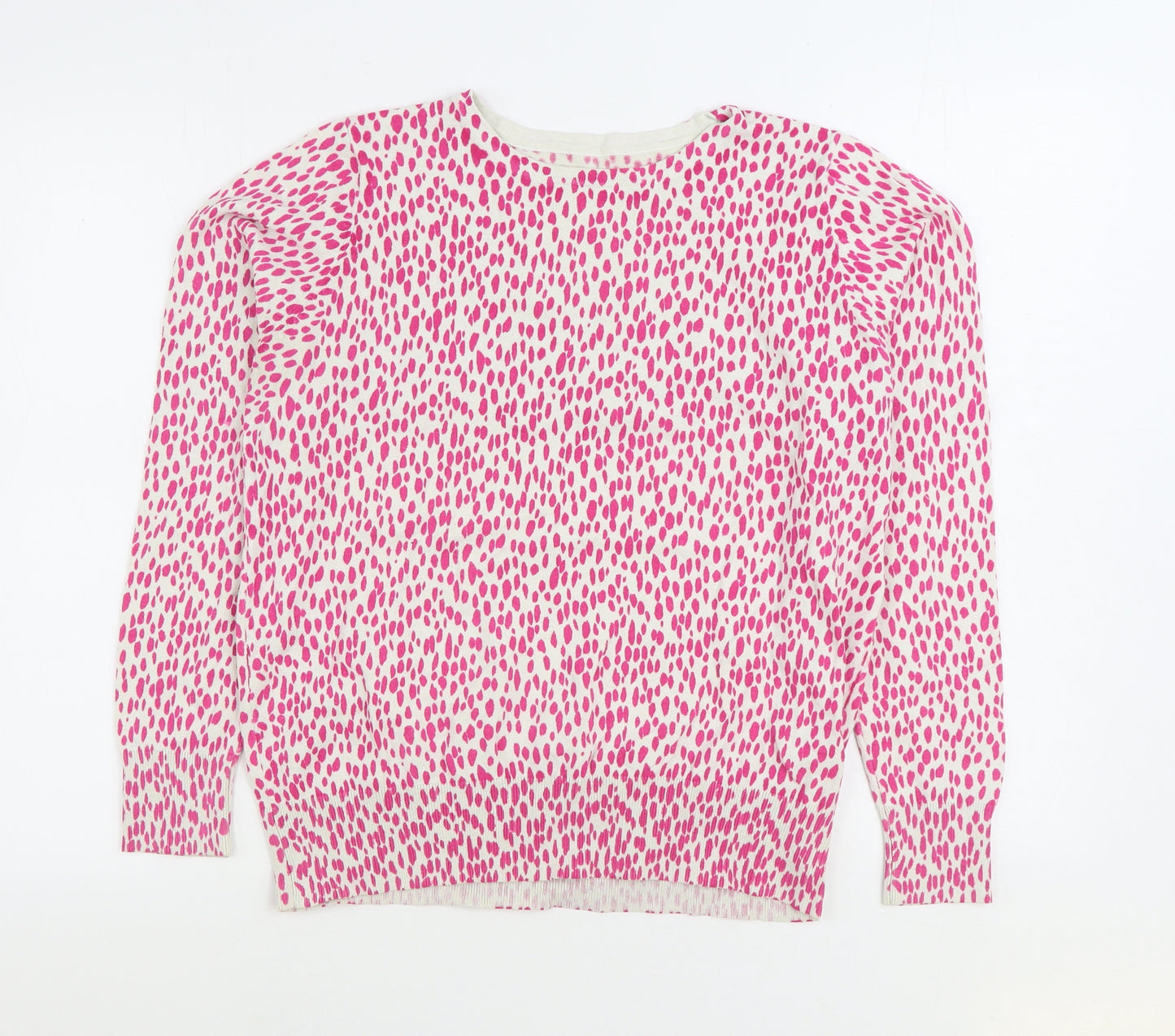Preworn Womens Pink Round Neck Geometric Polyester Pullover Jumper Size M - Dalmatian print