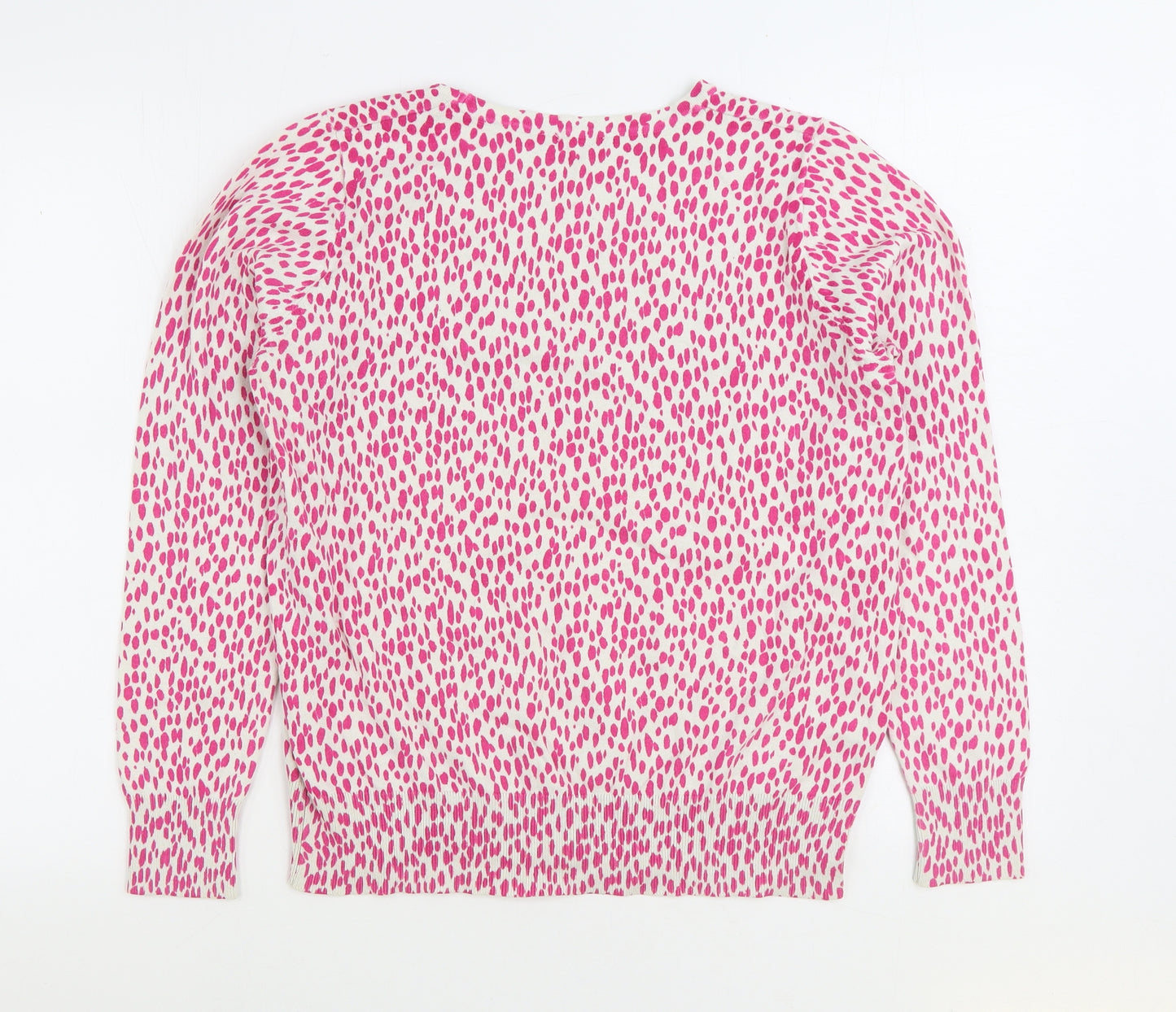 Preworn Womens Pink Round Neck Geometric Polyester Pullover Jumper Size M - Dalmatian print