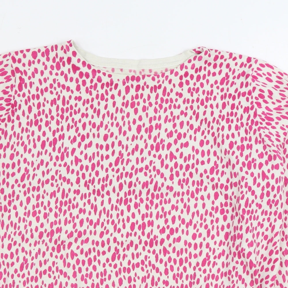 Preworn Womens Pink Round Neck Geometric Polyester Pullover Jumper Size M - Dalmatian print
