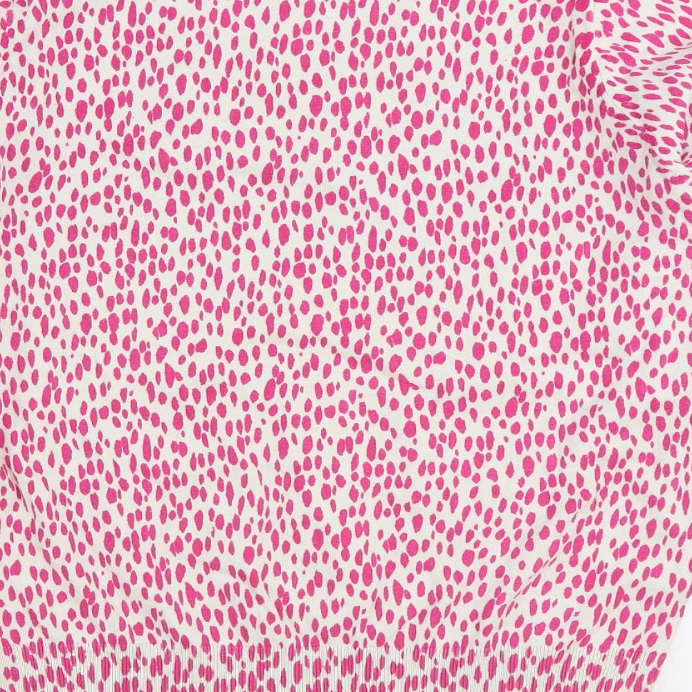 Preworn Womens Pink Round Neck Geometric Polyester Pullover Jumper Size M - Dalmatian print