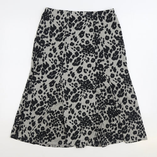Nutmeg Womens Black Animal Print Polyester A-Line Skirt Size 14 - Leopard Print
