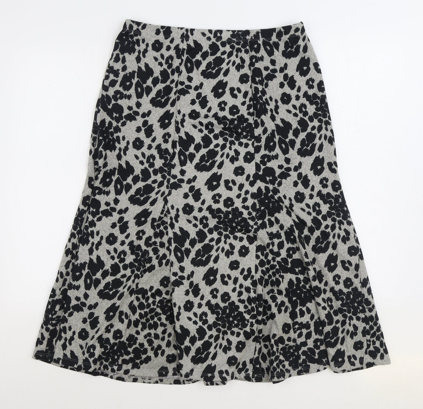 Nutmeg Womens Black Animal Print Polyester A-Line Skirt Size 14 - Leopard Print