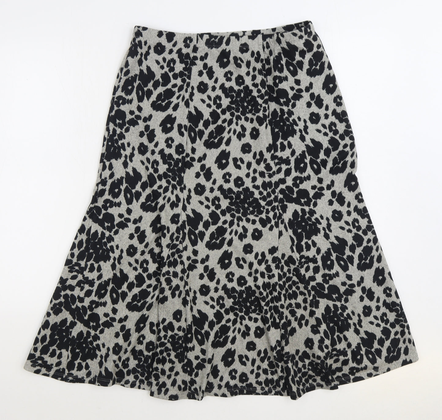 Nutmeg Womens Black Animal Print Polyester A-Line Skirt Size 14 - Leopard Print