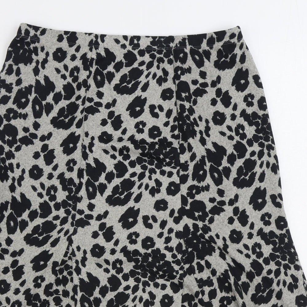Nutmeg Womens Black Animal Print Polyester A-Line Skirt Size 14 - Leopard Print