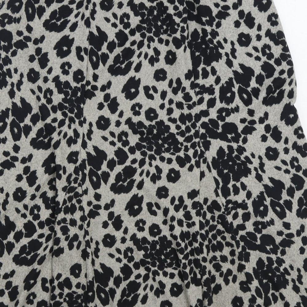 Nutmeg Womens Black Animal Print Polyester A-Line Skirt Size 14 - Leopard Print
