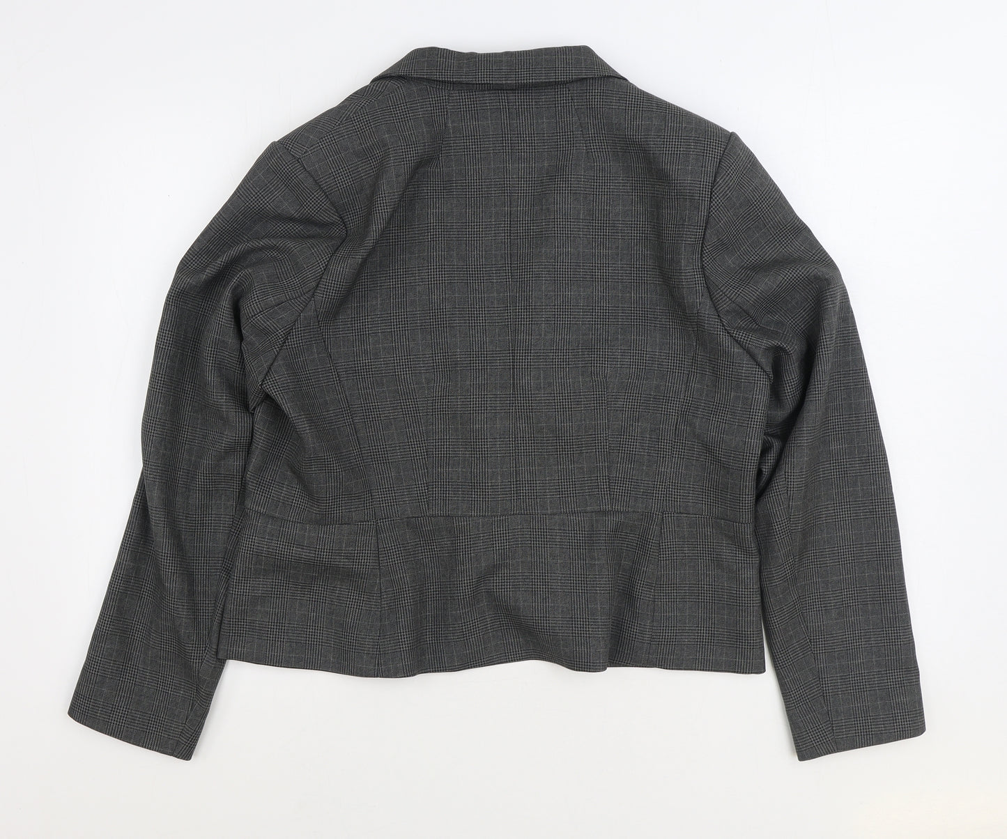 Marks and Spencer Womens Grey Plaid Jacket Blazer Size 14 Button