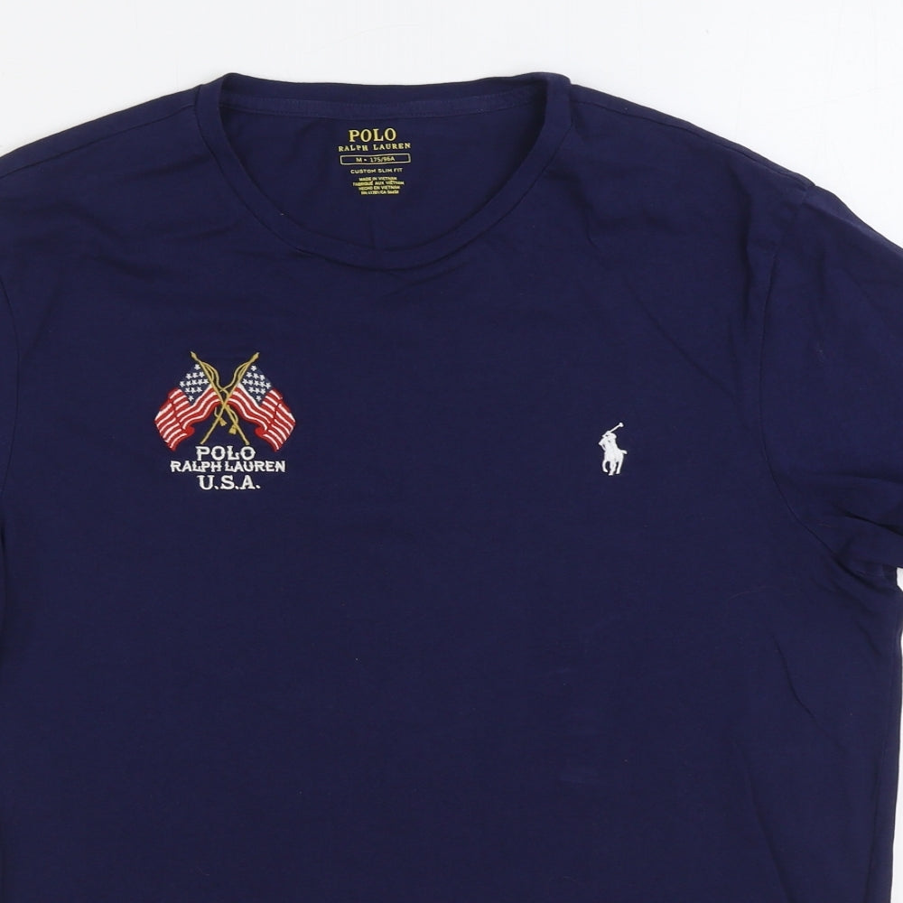 Polo by Ralph Lauren Mens Blue Cotton T-Shirt Size M Round Neck