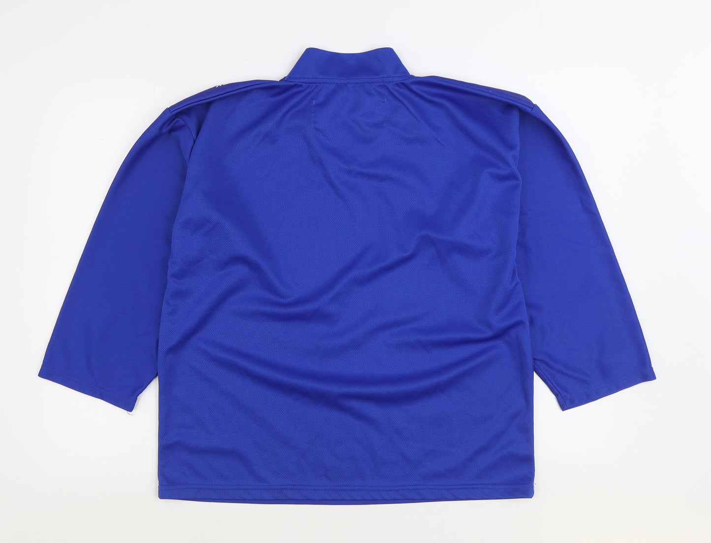 Puckerstop Boys Blue Polyester Basic T-Shirt Size 9-10 Years V-Neck Pullover - Hockey Jersey