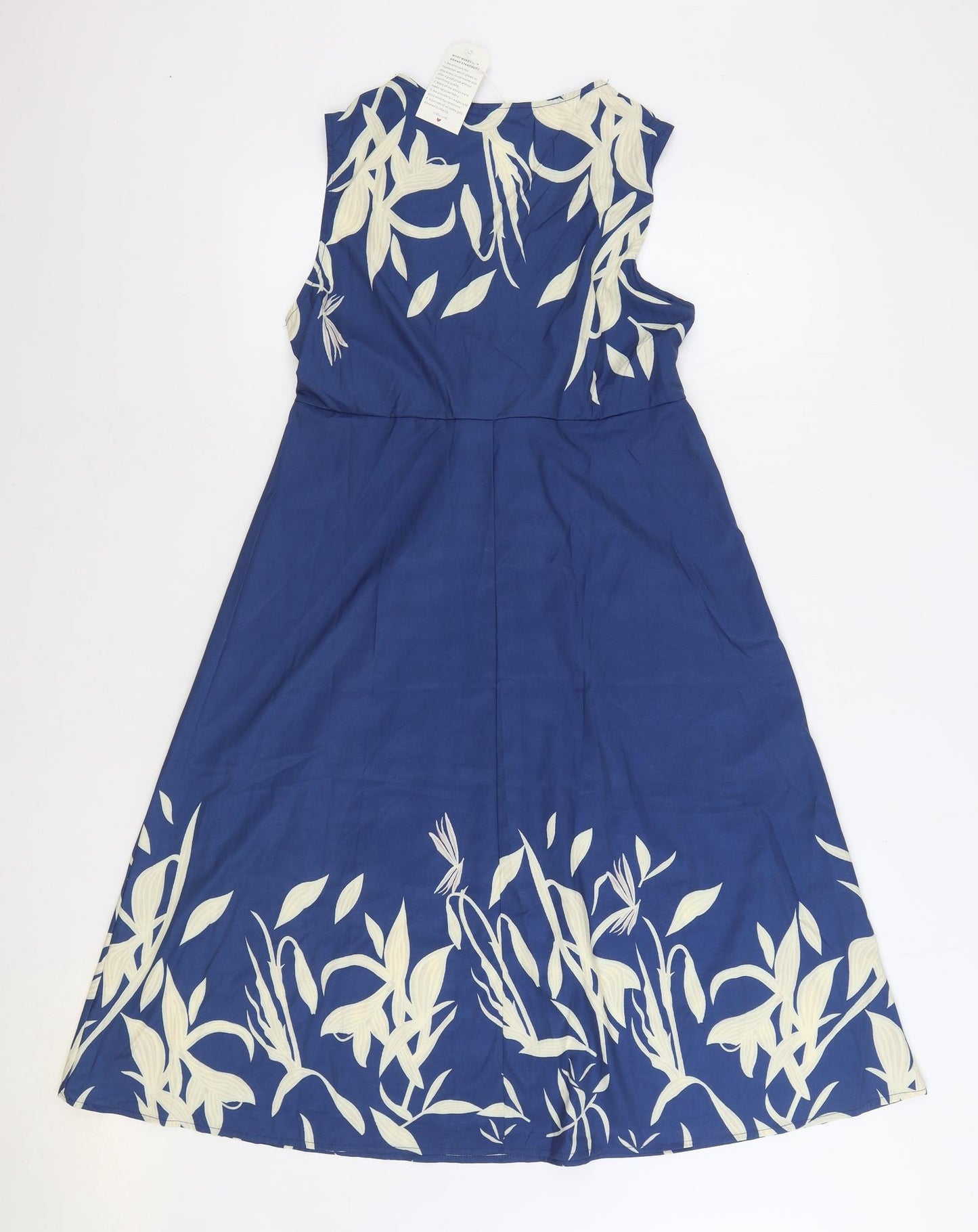 Preworn Womens Blue Floral Polyester A-Line Size S V-Neck Tie