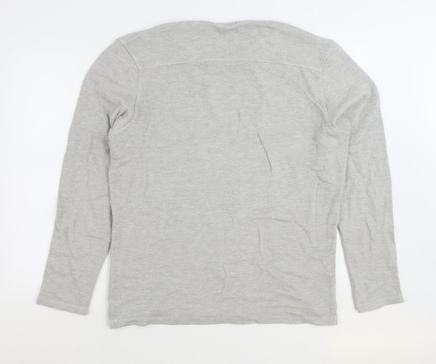 JACK & JONES Mens Grey Round Neck Cotton Pullover Jumper Size L