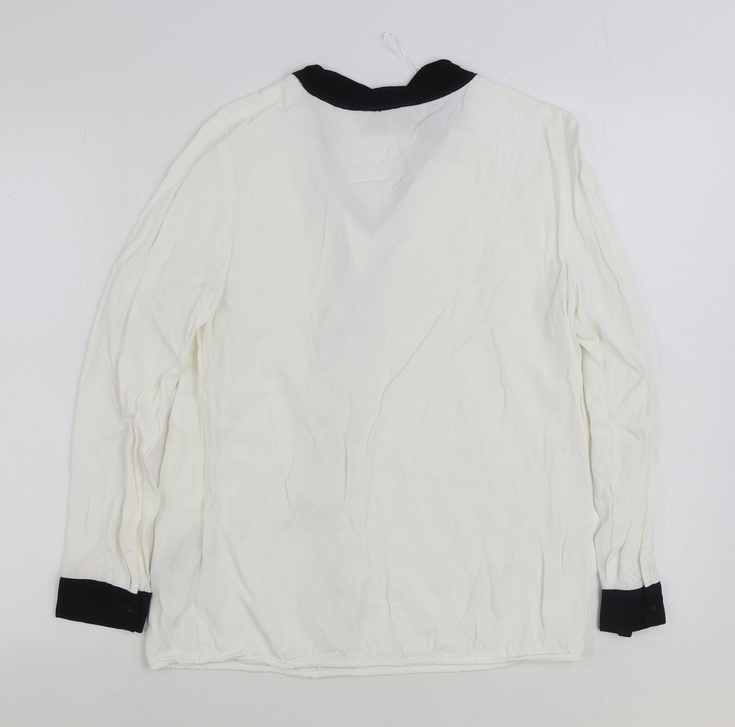 Paul Costelloe Womens Ivory Viscose Basic Blouse Size 12 Round Neck