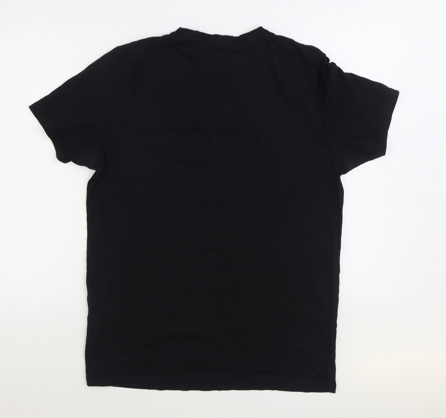 JACK & JONES Mens Black Cotton T-Shirt Size XL Round Neck