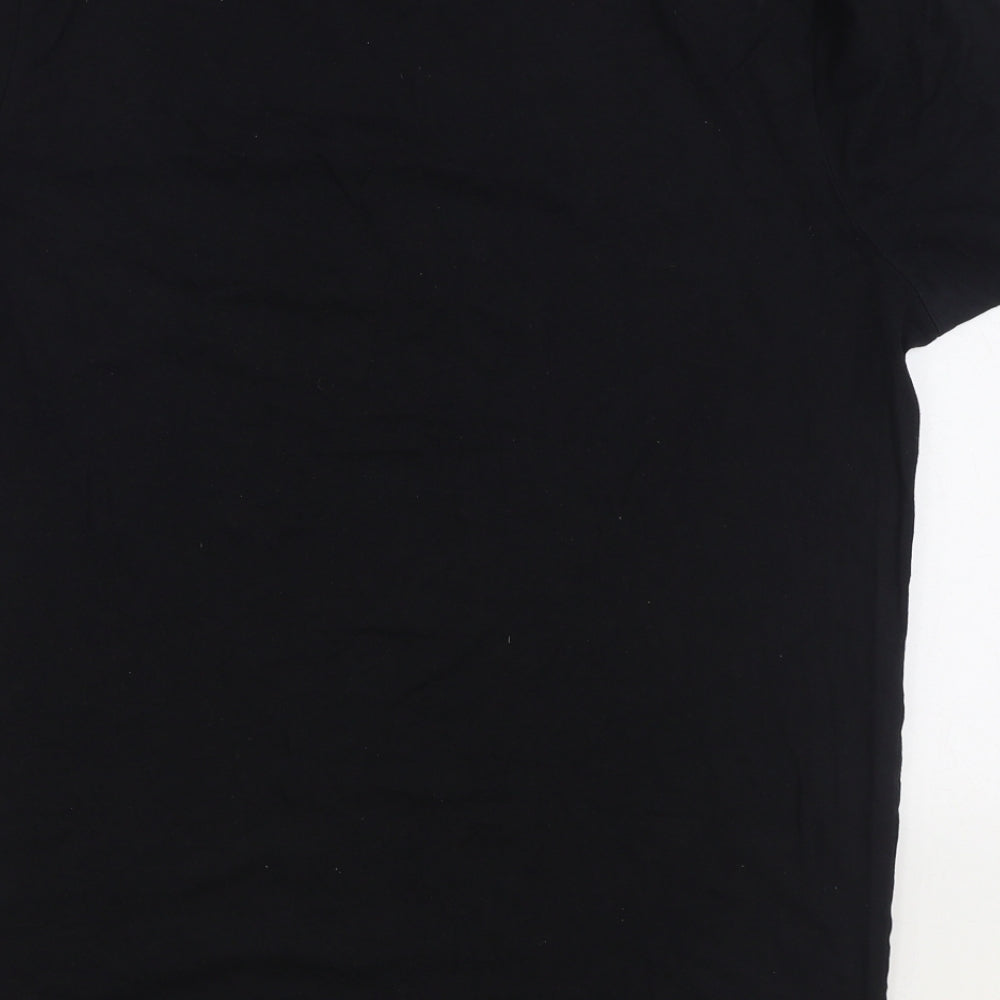 JACK & JONES Mens Black Cotton T-Shirt Size XL Round Neck