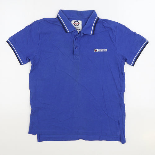 Lambretta Mens Blue Cotton Polo Size M Collared Button