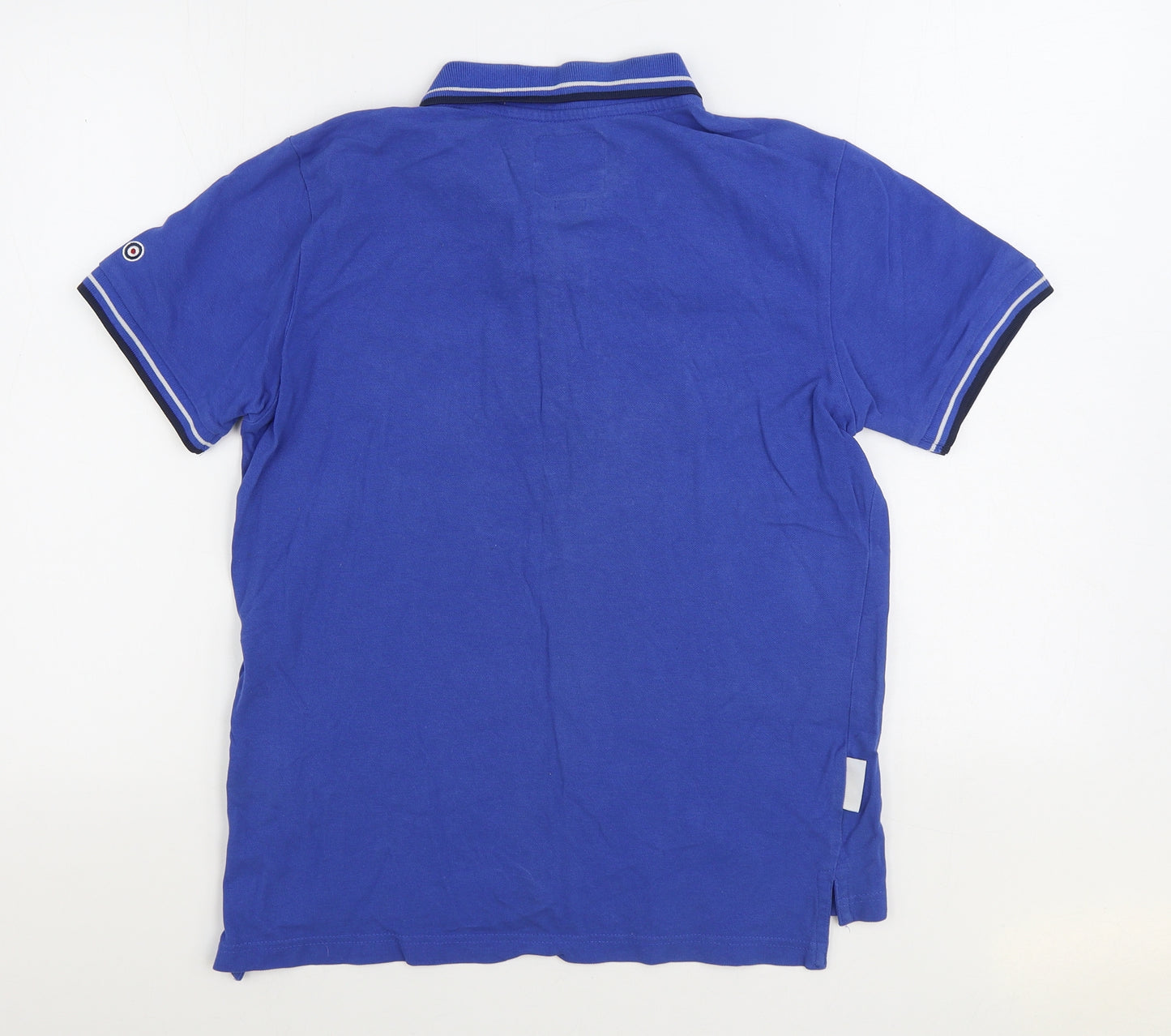Lambretta Mens Blue Cotton Polo Size M Collared Button