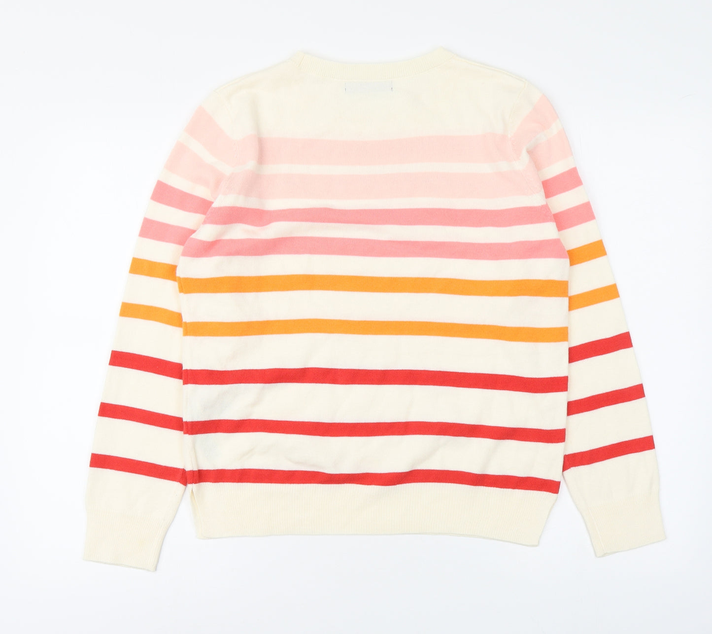 Marks and Spencer Womens Multicoloured Round Neck Striped Acrylic Pullover Jumper Size 12