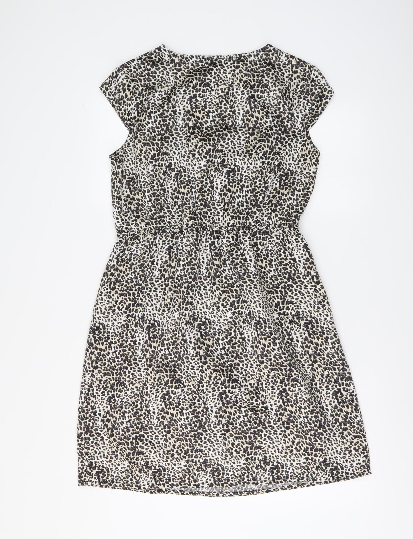 Dunnes Stores Womens Beige Animal Print Polyester A-Line Size 14 V-Neck Pullover - Leopard Print