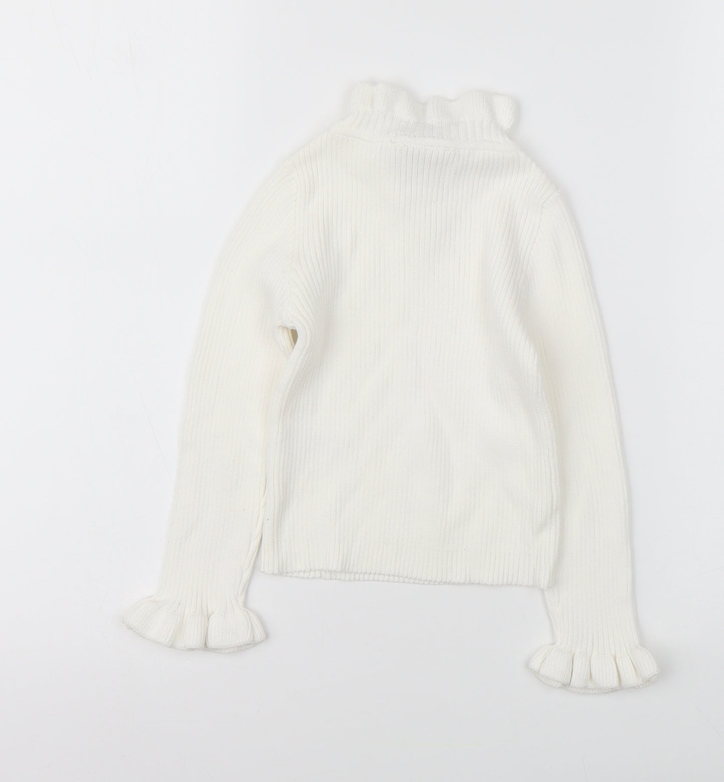 Cool Kids Girls White High Neck Cotton Pullover Jumper Size 4 Years Pullover