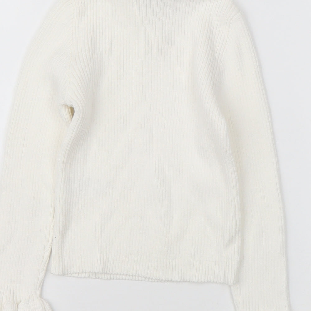 Cool Kids Girls White High Neck Cotton Pullover Jumper Size 4 Years Pullover