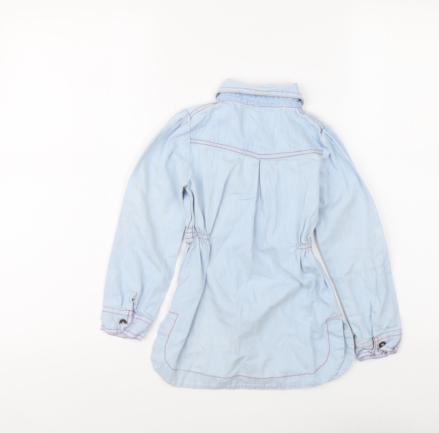 Sugar Pink Girls Blue Cotton Basic Button-Up Size 4-5 Years Collared Button