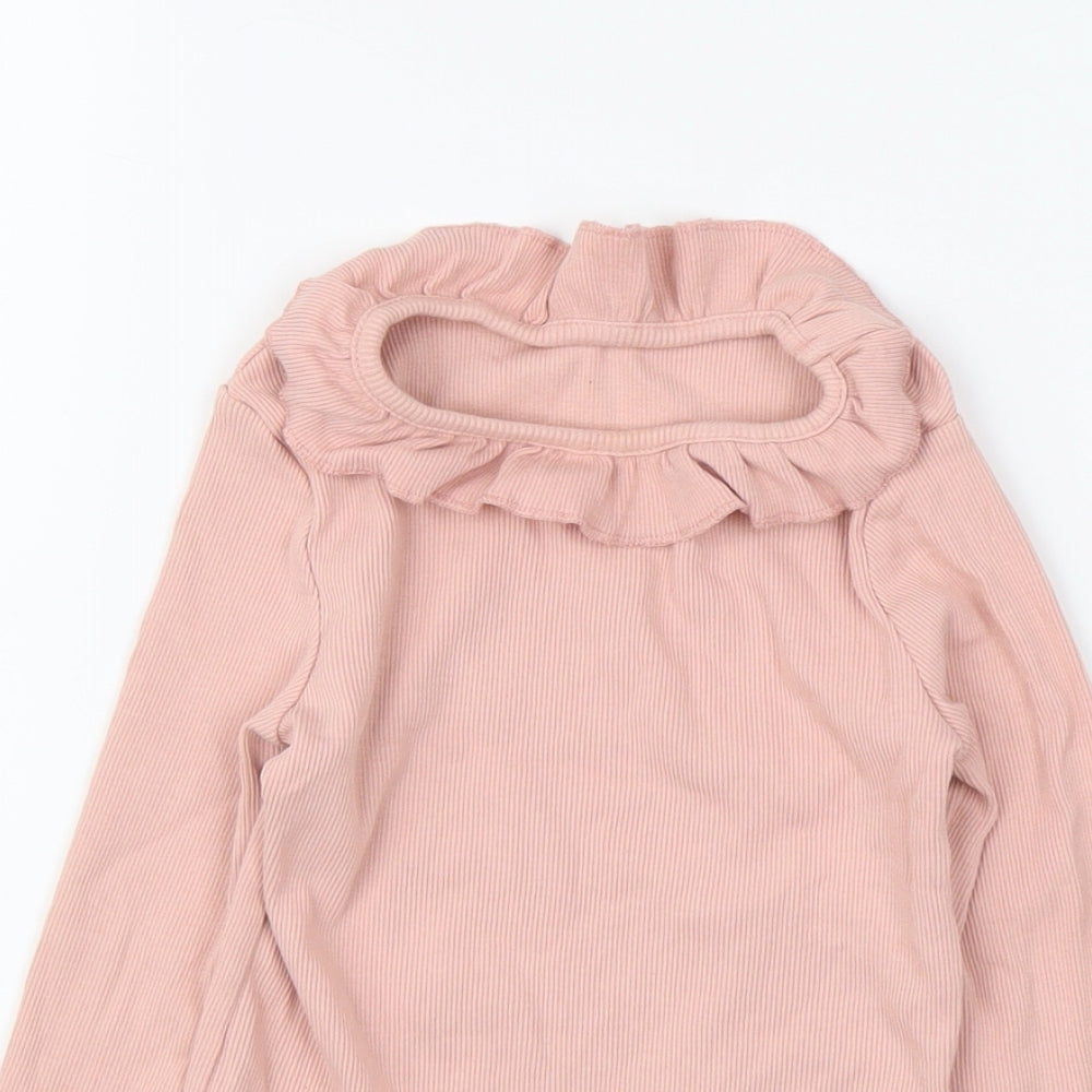 George Girls Pink Cotton Basic Blouse Size 4-5 Years Round Neck Pullover